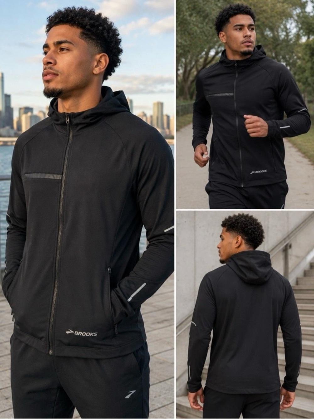 Brooks BLUE Running Jacket NEW Shelter Technology FullZip Hooded, Men’s Sz XL